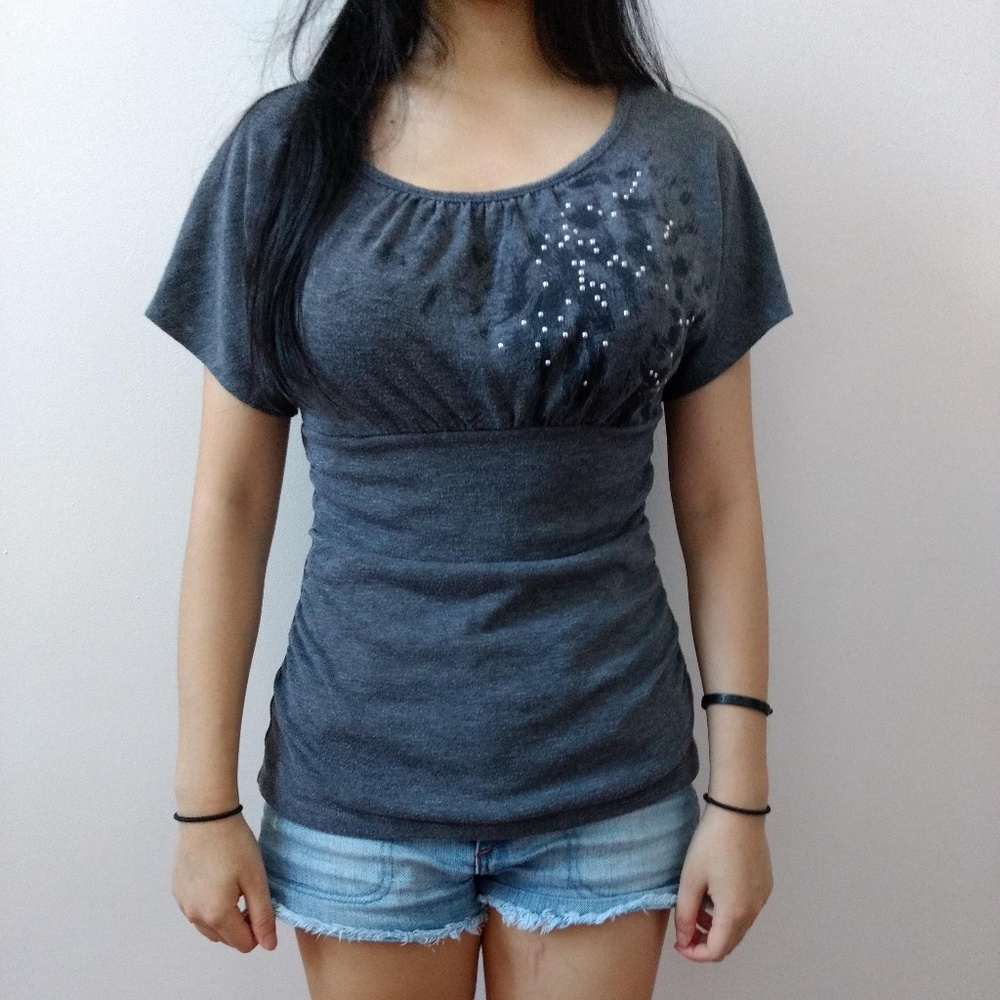 Dark Gray Waist-Flattering Blouse